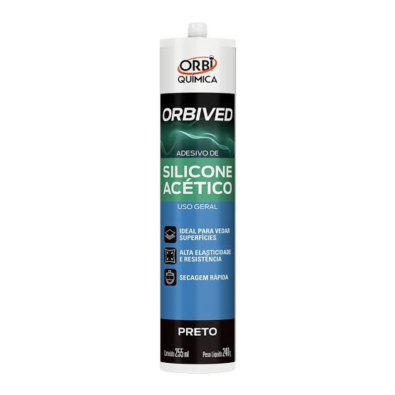 SILICONE ACET P/CONSTR 240G PRETO ORBI